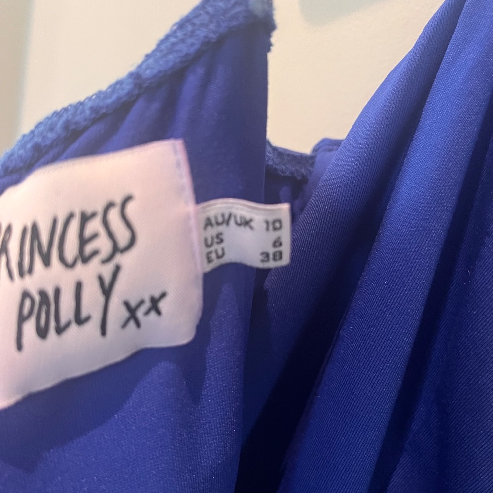 Blue Ruched mini dress, fully lined. - Picture 5 of 10